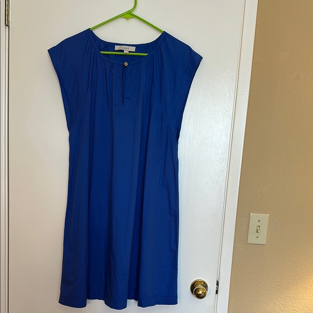LOFT Blue Relaxed Midi Tunic Dress